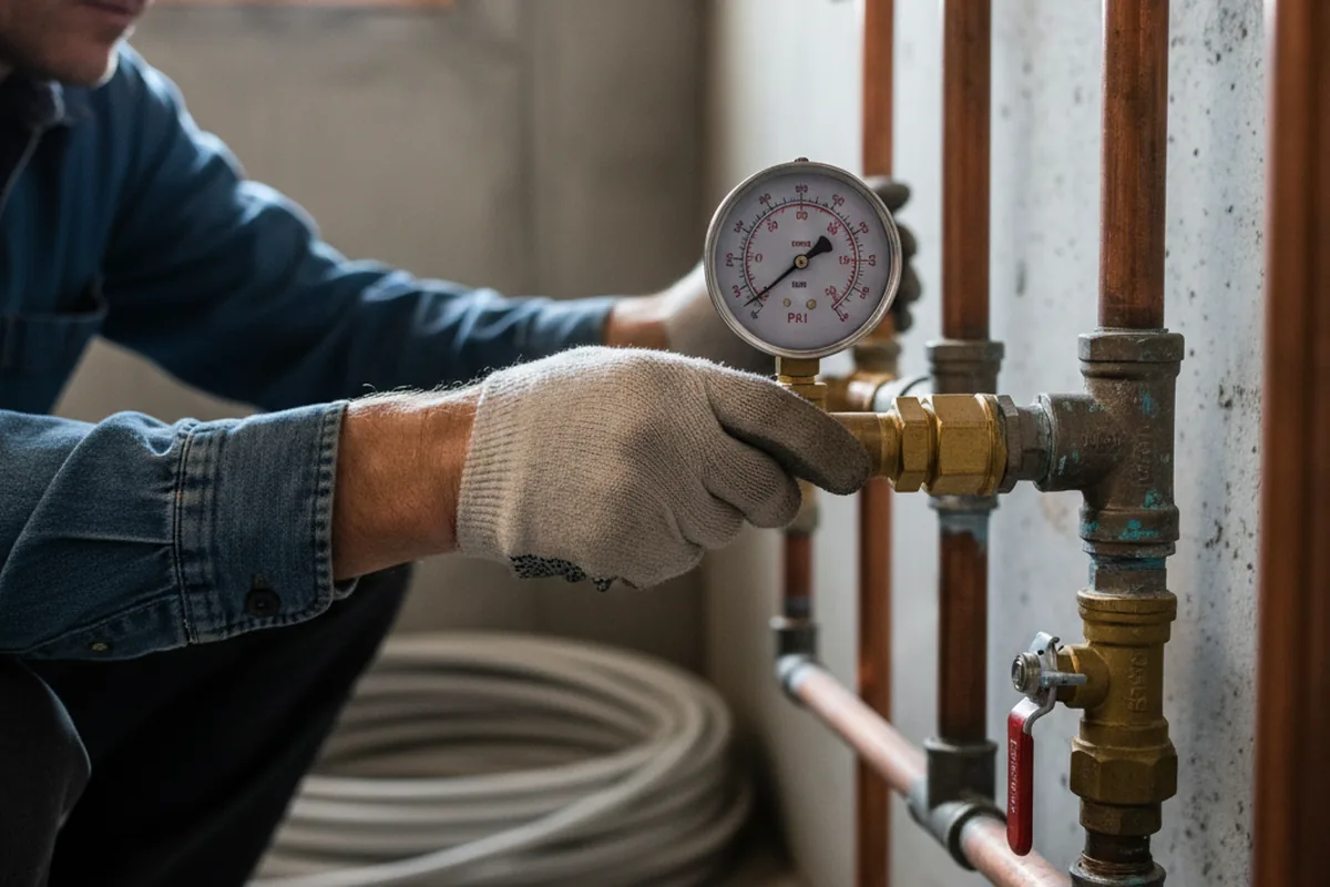 Pressure testing a repaired line during Water Line Repair in Boulder